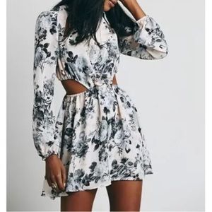 Free People blush and grey floral cutout dress